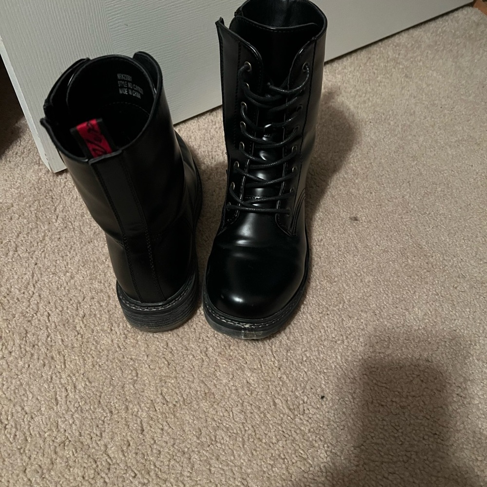 Black Lace-Up Combat Boots